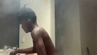 Stove on Fire Gives Guy a Scare