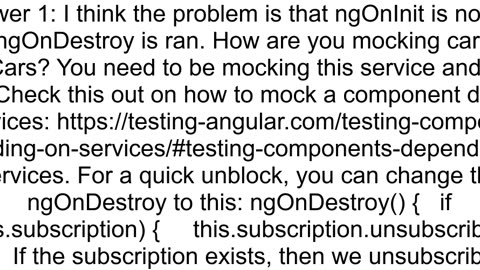 Angular Unit Test Error 1 component threw errors during cleanup at TestBedRender3destroyActiveFixtu