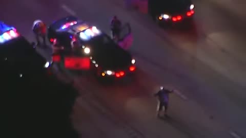 2-hour police chase ends in shower of sparks, PIT maneuver on SoCal freeway | ABC7 News