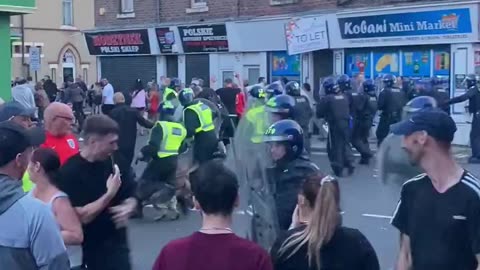 Awful scenes in Hartlepool tonight. Police pushing back and trying to keep things