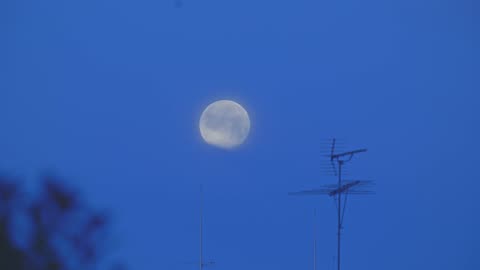 Full Moon setting into morning clouds over Tokyo