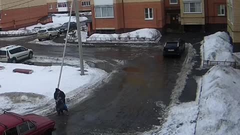 Mother Miraculously Saves Child From Falling Snow