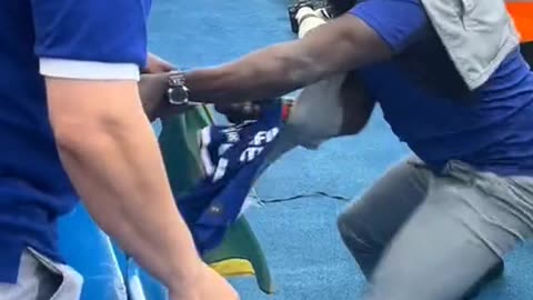 Chelsea supporters fighting for Nicolas Jackson's shirt