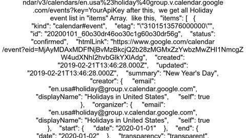 Get Holidays List of a Country from Google Calendar API