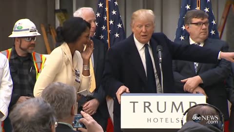 Trump Gives Interview During Speech