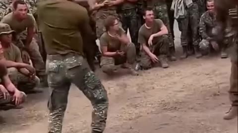 Friendly Knife Fighting Between Philippine Marine And USMC