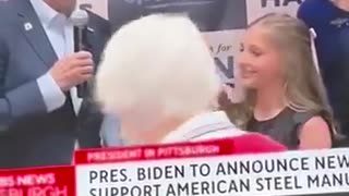 Creepy Biden STUNS, reaches out and pets face of young girl on live TV