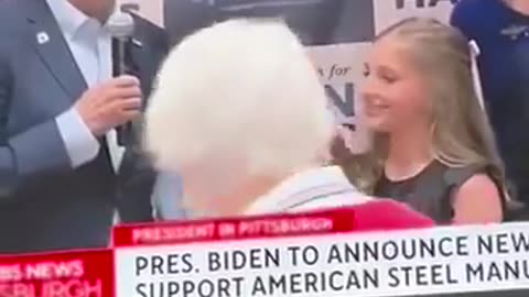 Creepy Biden STUNS, reaches out and pets face of young girl on live TV
