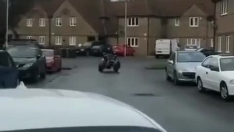 ATV riding dude performs a wheelie, goes epic fail