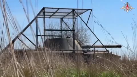 Work 120-mm self-propelled mortar "Nona-S" direct fire at the observation post.