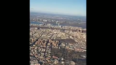 View of Manhattan ny from window plane