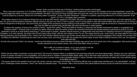 On What Basis do Churches that uphold Inerrancy Authorize Female Preachers 1 Corinthians 1434