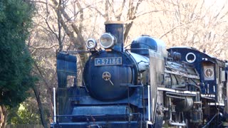 Steam locomotive with passenger car