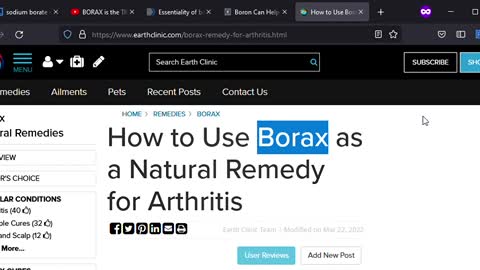 Treating Arthritis with Sodium Borate