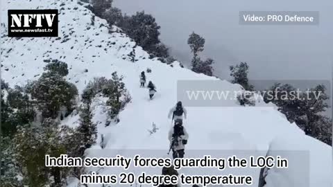 Indian security forces guarding the LOC in minus 20 degree temperature