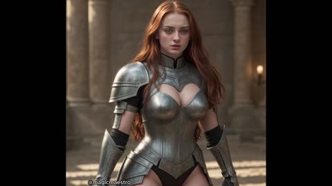 Sophie Turner as Knight 4K AI Generated