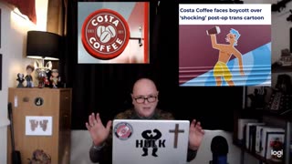 Boycott... "COSTA COFFEE" brews up gross post-op trans on their vans cartoon.