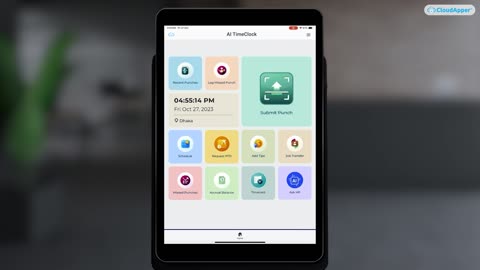 Affordable iPad/Tablet Alternative to Traditional Time Clocks: CloudApper AI TimeClock Demo