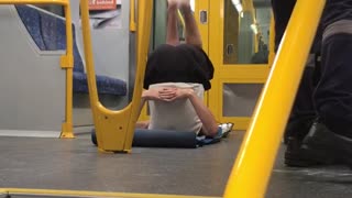 Subway yoga air kicks bicycle