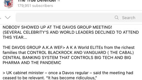 "NOBODY SHOWED UP AT THE DAVOS GROUP MEETING - The True Defender on Telegram