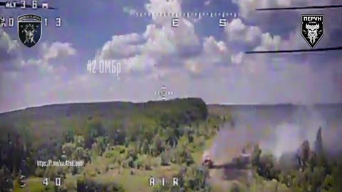 Russian Tank Erupts into Flames After Drone Strike