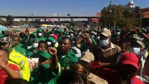 EMS workers preparing to March to the office of Gauteng Department of health.