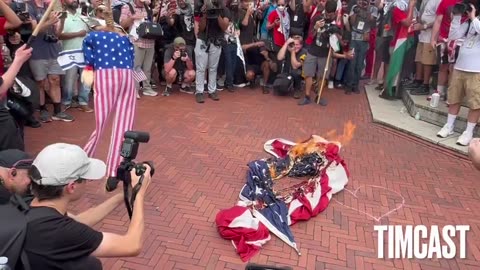 Pro-Palestine protesters are burning the American Flag in our Nation’s Capitol.