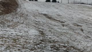 Trying to surf in a Michigan winner wonderland