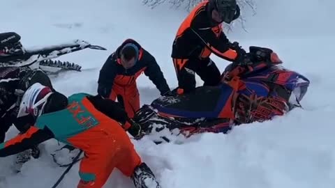 Snowmobile Pull Doesn't Go as Planned