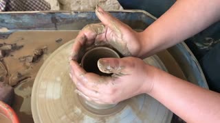 Clay pot making in action