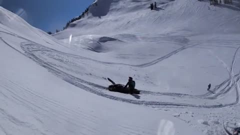 Snowmobile Jump Doesn't Go to Plan
