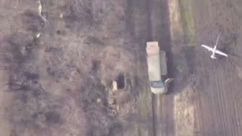 Lancet suicide drone hitting a vehicle Ukraine Afu