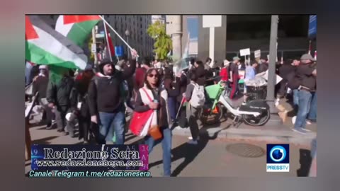 WASHINGTON - Migliaia di manifestanti filo palestinesi chiedono il cessate il fuoco a Gaza..