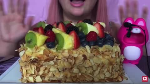 Asmr eating almond cake