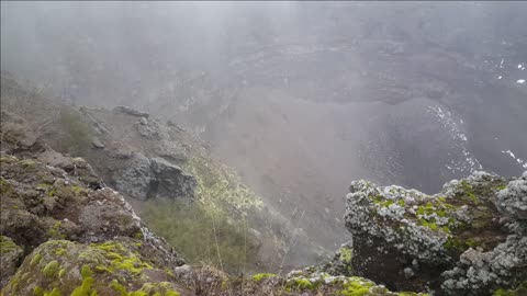 smoke and mist at the mount vesuvius a somma stratovolcano on the gulf of naples in campania italy