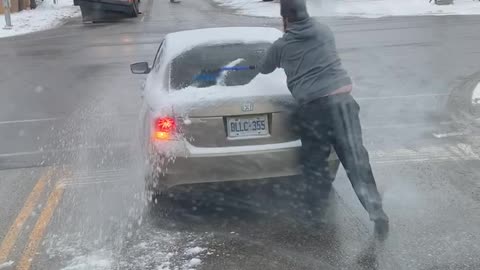 Guy Cleans Off Someone Else's Car Window