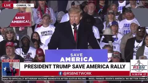 Pres. Trump Opines on Jan. 6th Political Prisoners at Conroe, TX Rally