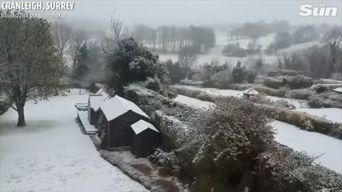 Snow hits UK as pub beer gardens reopen in England