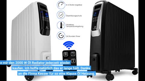 KESSER 2500W Ölradiator mit digitalem Display Fernbedienung - elektrischer, energiesparender