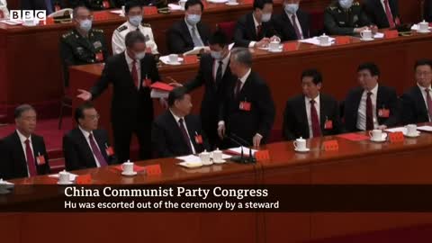 President Hu Jitano forcibly removed from the closing session of 20th National Congress of the Communist Party on October 22