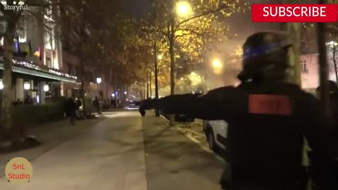 World Cup fans clash with police in Paris France.