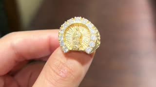 Real Gold Virgin Mary Men's Ring