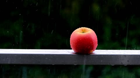 "🍎 Relaxing in the rain 🌧️ | Soothing sounds for deep sleep with the view of a beautiful apple"