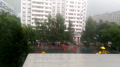 Thunderstorm cloudburst in Moscow 14.07.17