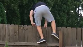 Climb over wooden fence break