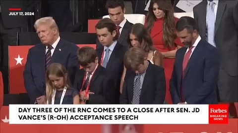 Former President Trump Hugs His Grandson, Prays With Family As Day 3 Of RNC Comes To Close