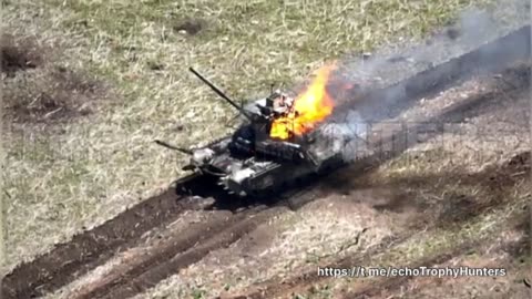 Russian Cage Tank is Set Alight