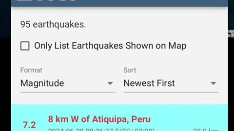 Very Strong 7.2 Quake Hits Near Atiquipa, Peru
