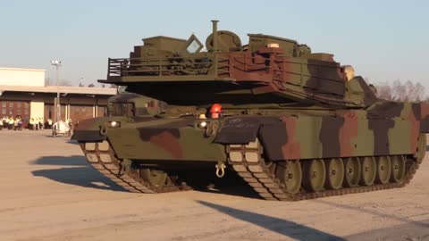 Soldiers with the 16th Sustainment Brigade transport M1 Abrams from Coleman