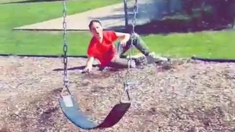 Collab copyright protection - red shirt swing mulch faceplant